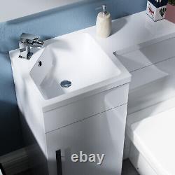 Raven LH 900mm Vanity Basin Unit, WC Unit & Elso BTW Toilet White Flat Pack