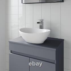 Regis Forma White Gloss Freestanding Countertop Vanity Unit with Roubaix White B