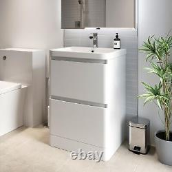 Regis Forma White Gloss Freestanding Vanity Unit with Basin 600mm