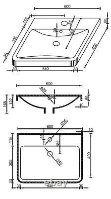 Regis Forma White Gloss Freestanding Vanity Unit with Basin 600mm