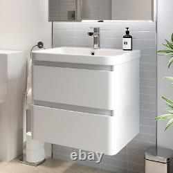 Regis Forma White Gloss Wall Hung Vanity Unit & Basin 600mm Width