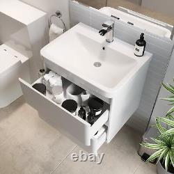 Regis Forma White Gloss Wall Hung Vanity Unit & Basin 600mm Width