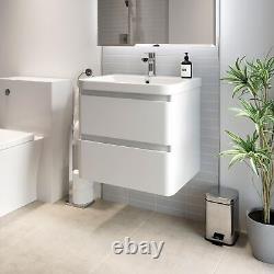 Regis Forma White Gloss Wall Hung Vanity Unit & Basin 600mm Width