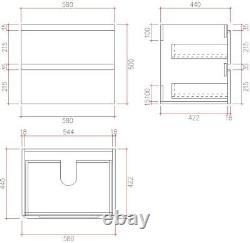 Regis Forma White Gloss Wall Hung Vanity Unit & Basin 600mm Width