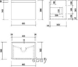 Regis Forma White Wall Hung Vanity 500mm Width UNIT ONLY