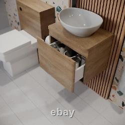 Regis Forma Wood Wall Hung Vanity Unit & Affine Roubaix White Countertop Basin 5