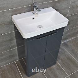 Rio 550 or 700mm Anthracite Gloss Vanity Unit Inc Basin Sink Bathroom