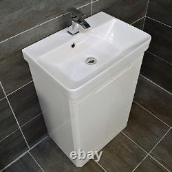 Rio 550 or 700mm White Gloss Vanity Unit Inc Basin Sink Handleless