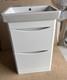 Roca 550mm Floor Bathroom Vanity Unit With Basin 2 Drawer Gloss White