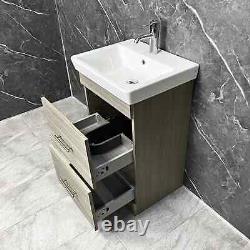 Roca 550mm Vanity Unit with Ceramic Basin Sink in Woodgrain Finish 2 Drawer