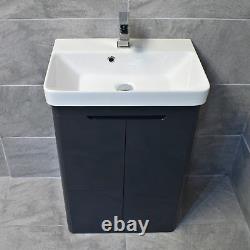 Ross Anthracite Curved Vanity Basin Sink Unit 550mm or 700mm Width