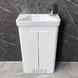 Ross Cloakroom Vanity Unit 500mm Modern White Gloss with 1th Ceramic Basin