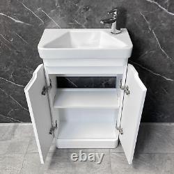 Ross Cloakroom Vanity Unit 500mm Modern White Gloss with 1th Ceramic Basin