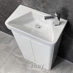 Ross Cloakroom Vanity Unit 500mm Modern White Gloss with 1th Ceramic Basin