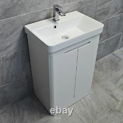 Ross White Gloss Curved Vanity Basin Sink Unit 550mm or 700mm Width