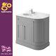 Rowan Traditional Grey Curved Vanity Storage Unit Inc Sink Marble Top-right Hand