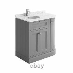Rowan Traditional Grey Curved Vanity Storage Unit inc Sink Marble Top-Right Hand