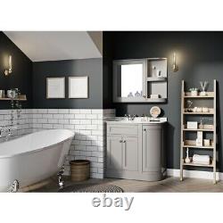 Rowan Traditional Grey Curved Vanity Storage Unit inc Sink Marble Top-Right Hand
