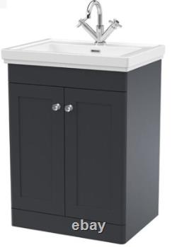 Roxbury Traditional 600mm Satin Anthracite Vanity Unit Floor Standing Unit