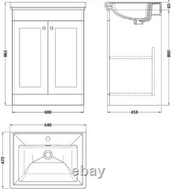 Roxbury Traditional 600mm Satin Anthracite Vanity Unit Floor Standing Unit
