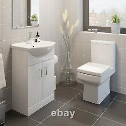 Royan Toilet 550mm Cloakroom Suite Vanity Unit WC Basin Sink White Soft Close