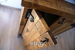 Rustic Sink Basin Vanity Unit Washstand Hardwax Oil Dark Oak