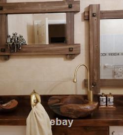 Rustic Sink Basin Vintage Industrial Vanity Unit Single Solid Teak Wood Bathroom
