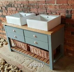 Rustic vanity unit for double sinks 4 drawers