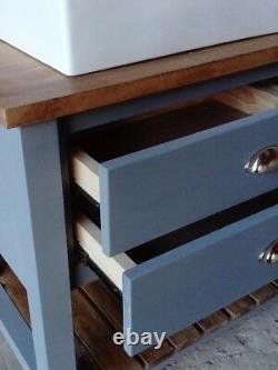 Rustic vanity unit for double sinks 4 drawers