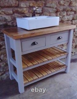 Rustic vanity unit for double sinks 4 drawers