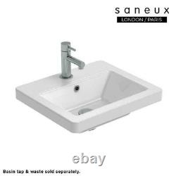 SANEUX 400mm Wall Hung Vanity Unit Basin Sink Bathroom Cabinet Pewter Grey