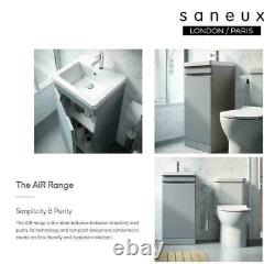 SANEUX 400mm Wall Hung Vanity Unit Basin Sink Bathroom Cabinet Pewter Grey