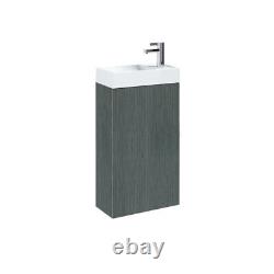 Saneux Quadro 400mm Wall Hung Bathroom Vanity Unit & Basin In Driftwood Grey