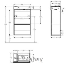 Saneux Quadro 400mm Wall Hung Bathroom Vanity Unit & Basin In Driftwood Grey