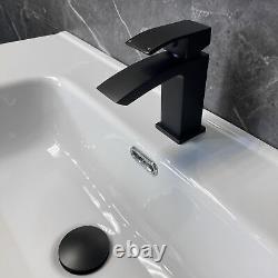 Satin Black Vanity Unit with Large Ceramic Basin Sink 900 or 1000mm Square Style