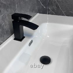 Satin Black Vanity Unit with Large Ceramic Basin Sink 900 or 1000mm Square Style