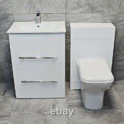 Savu 1100mm or 1300mm Vanity Set Bathroom Suite Sink Basin + Toilet Unit Square