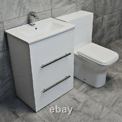 Savu 1100mm or 1300mm Vanity Set Bathroom Suite Sink Basin + Toilet Unit Square