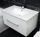 Savu 800mm Wall Hung Vanity Unit White Gloss Square Basin Sink Unit