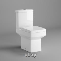 Shower Bath Bathtub Straight with Screen Basin Vanity Unit Toilet White Set