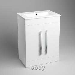 Shower Bath Bathtub Straight with Screen Basin Vanity Unit Toilet White Set