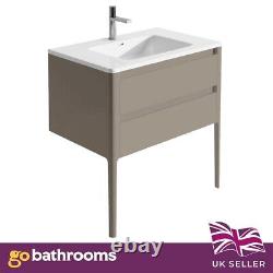Signite Matt Greystone Bathroom Standing Vanity Unit Integrated Basin 80cm