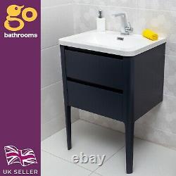 Signite Steel Grey Bathroom Standing Vanity Unit Integrated Resin Basin 60cm