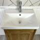 Slimline Bathroom Cabinet Vanity Unit Solid Oak Furniture Inset Sink Tap Set