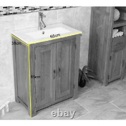 Slimline Oak Top Off White/ Cream Cloakroom Vanity Cabinet Bathroom Unit 310