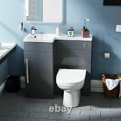 Small 900 Grey L-Shape LH Vanity Unit Sink and Toilet Bathroom Furniture Debra