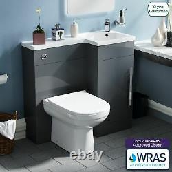 Small 900 Grey L-Shape RH Vanity Unit Sink and Toilet Bathroom Furniture Debra