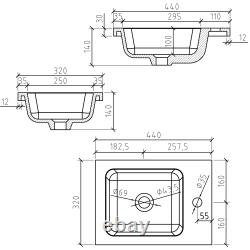 Small Bathroom Sink Compact Cloakroom Wall Vanity Unit 440 550mm Oak White Grey