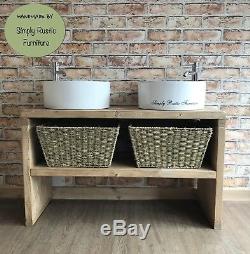 Solid Double Vanity Basin Unit Wash Stand Bathroom Belfast Butler sink rustic