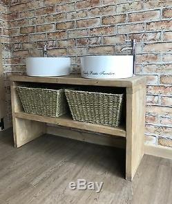 Solid Double Vanity Basin Unit Wash Stand Bathroom Belfast Butler sink rustic